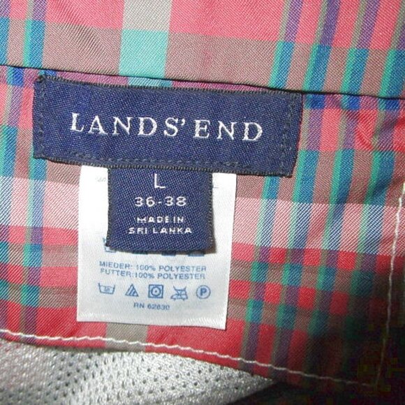 Lands End VOLLEY Swim Trunks Size L 36 38 UPF Lined POCKETS Drawstring PLAID 6" - Picture 6 of 11